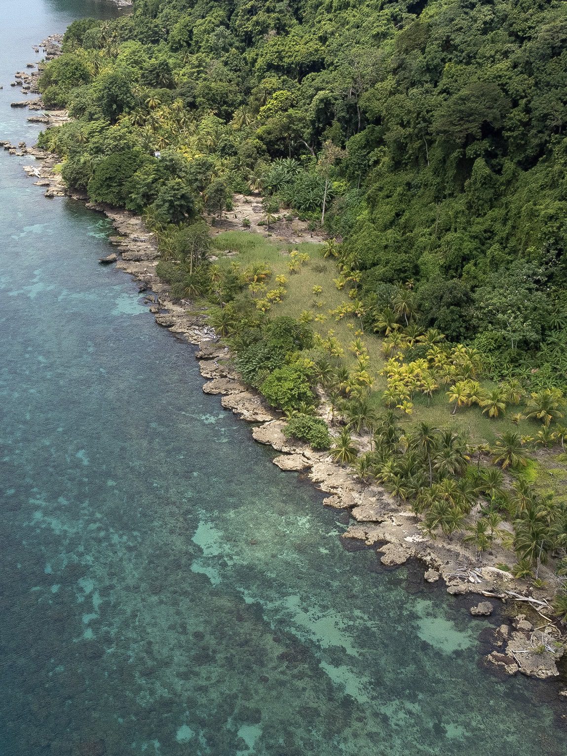 Vue aérienne de la côte panaméenne près de La Miel