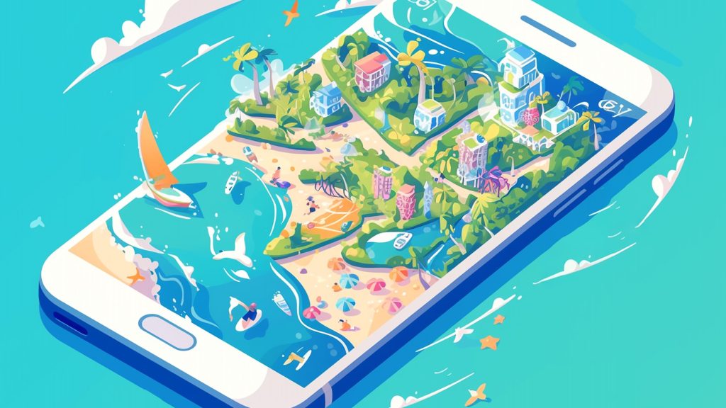 Illustrazione dello smartphone in viaggio