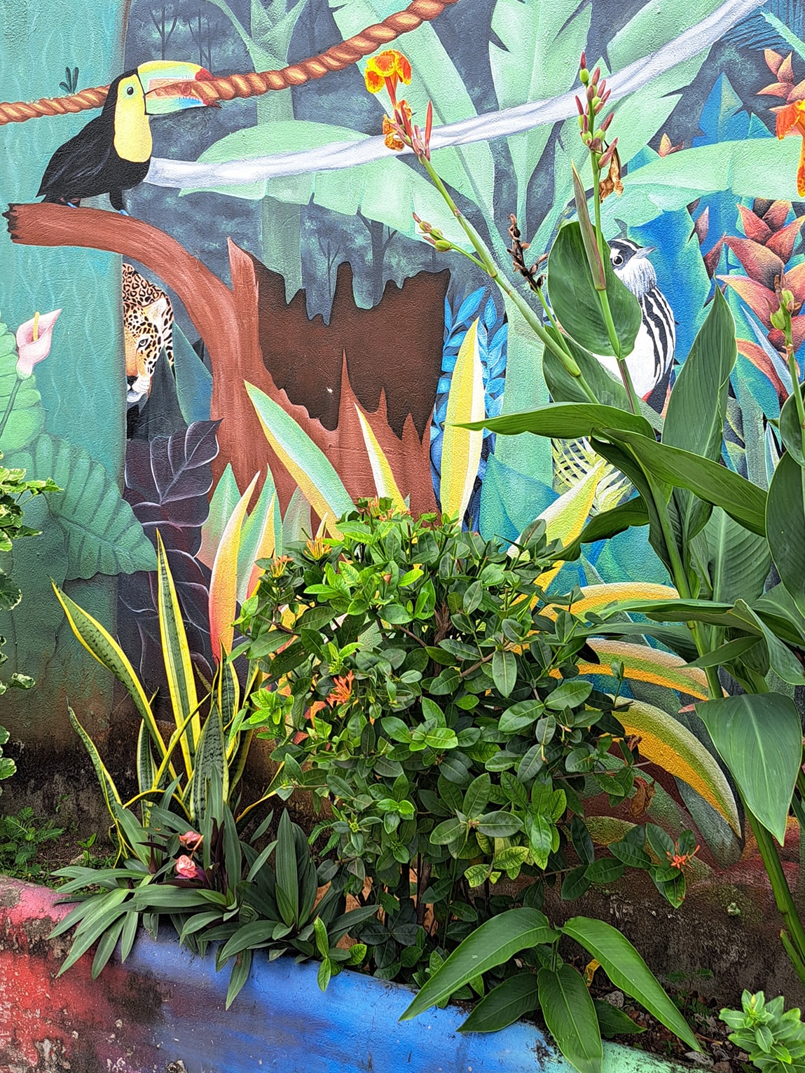 Peinture murale d'une maison, Sapzurro (Choco caribéen), Colombie