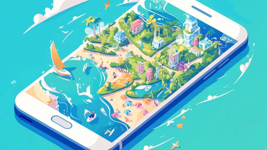 Illustrazione dello smartphone in viaggio