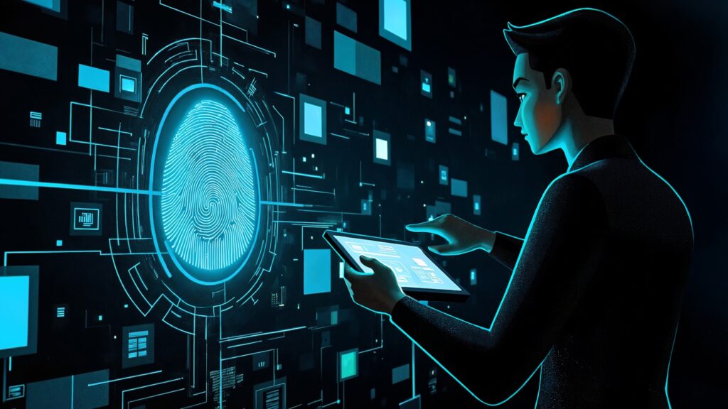 Illustration personne dans un monde digital